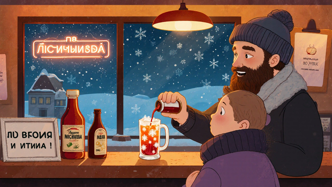 Бармен в России наливает мичеладу с русскими добавками в крафтовом кафе.